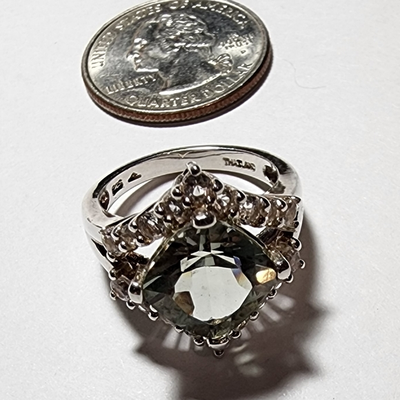 Green Amethyst with White Topaz Ring - Picture 12 of 13